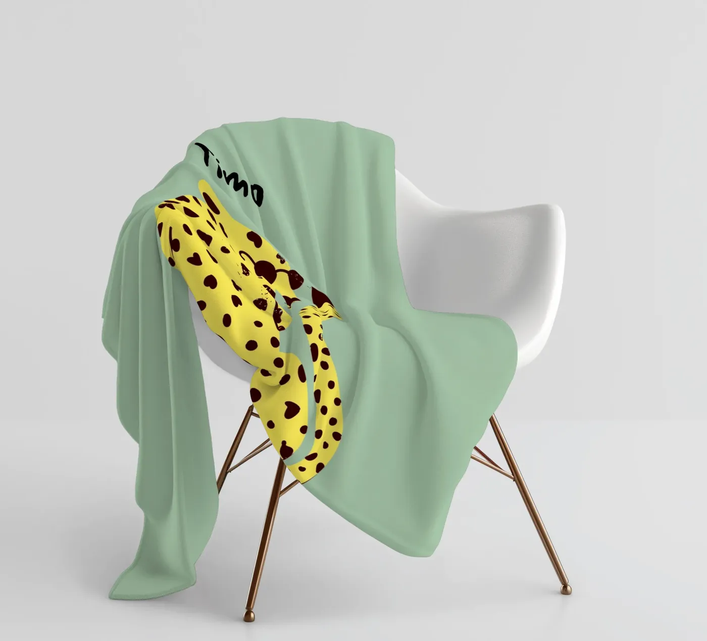 Personalisable leopard fleecedeken van Illustration Raissa Oltmanns