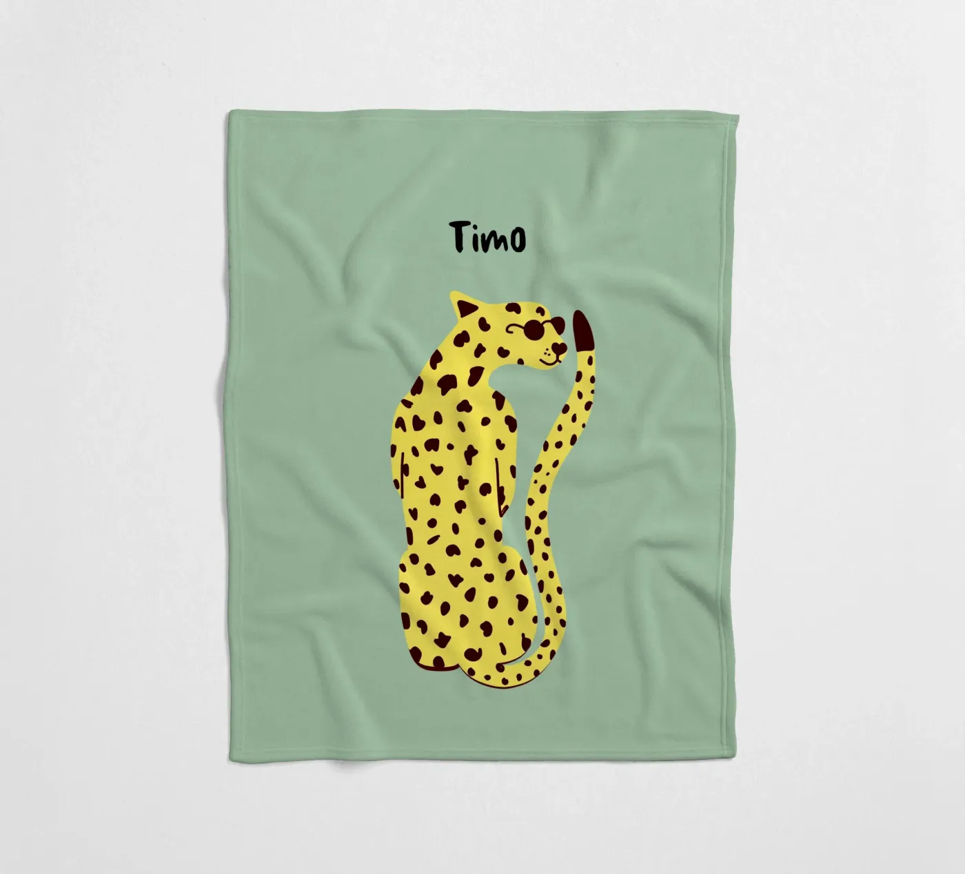 Personalisable leopard fleecedeken van Illustration Raissa Oltmanns