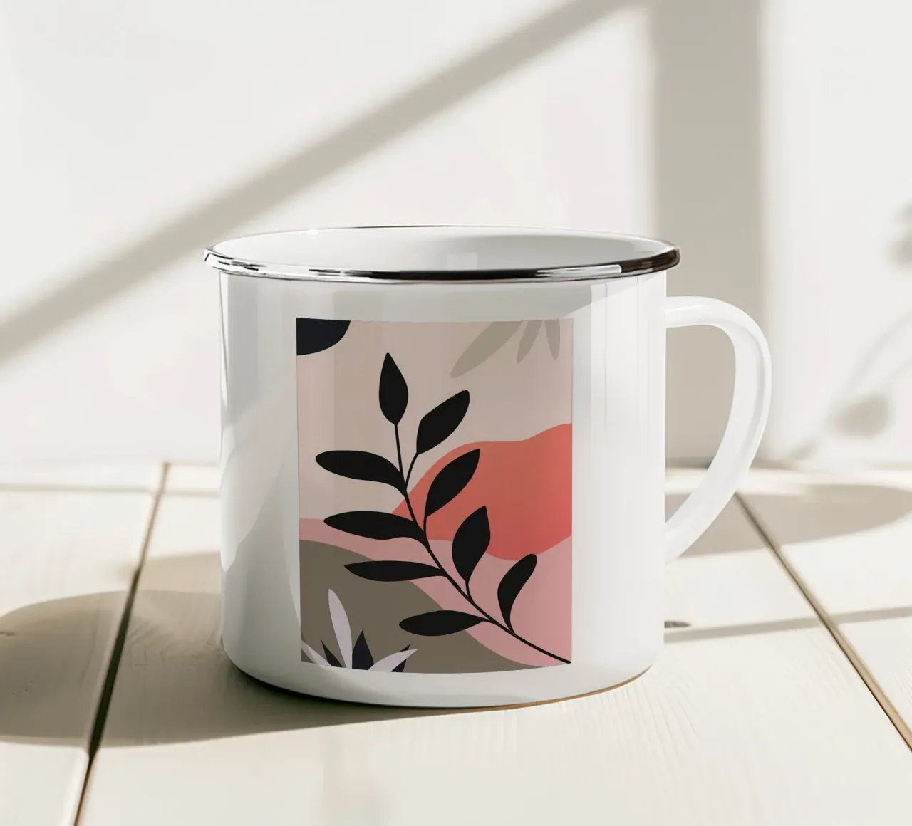 Arte floreale minimalista bohémien tazza in smalto da Locquinn Fuller