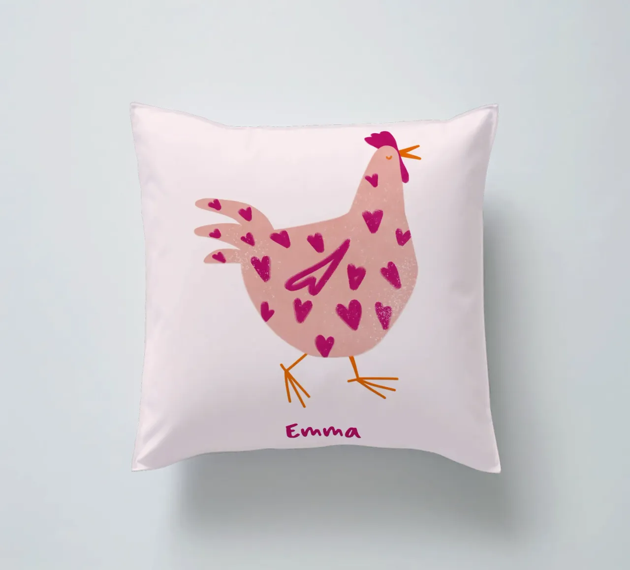 Pollo personalizzabile con cuori cuscino da Illustration Raissa Oltmanns