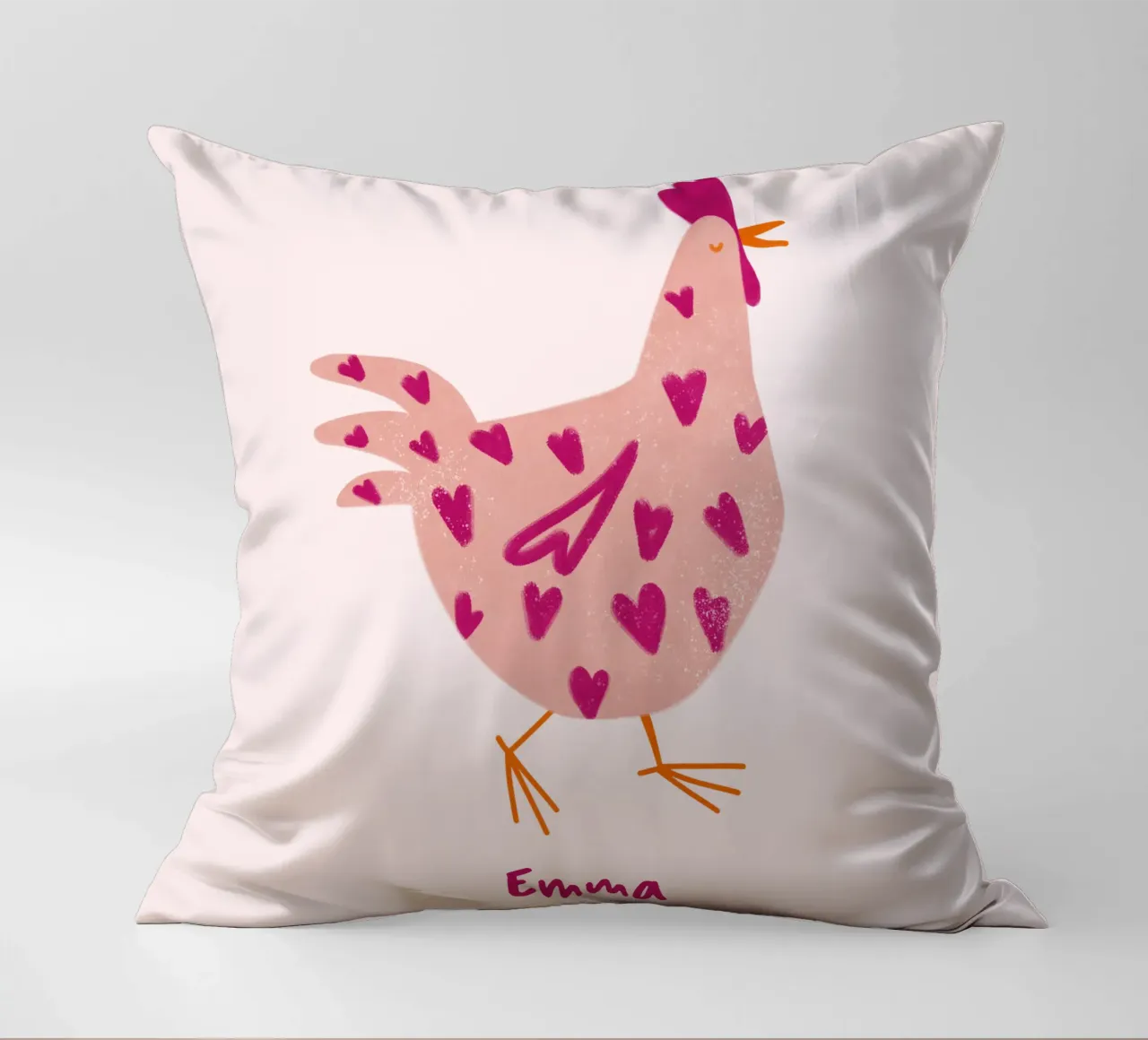 Pollo personalizzabile con cuori cuscino da Illustration Raissa Oltmanns