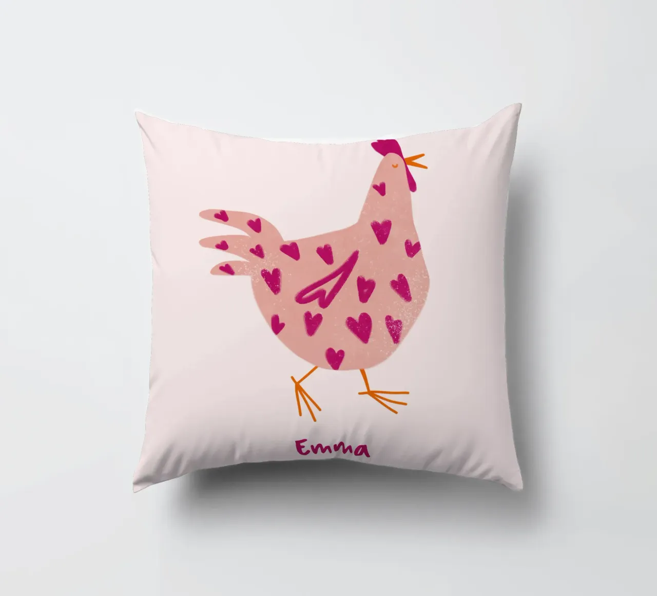 Pollo personalizzabile con cuori cuscino da Illustration Raissa Oltmanns