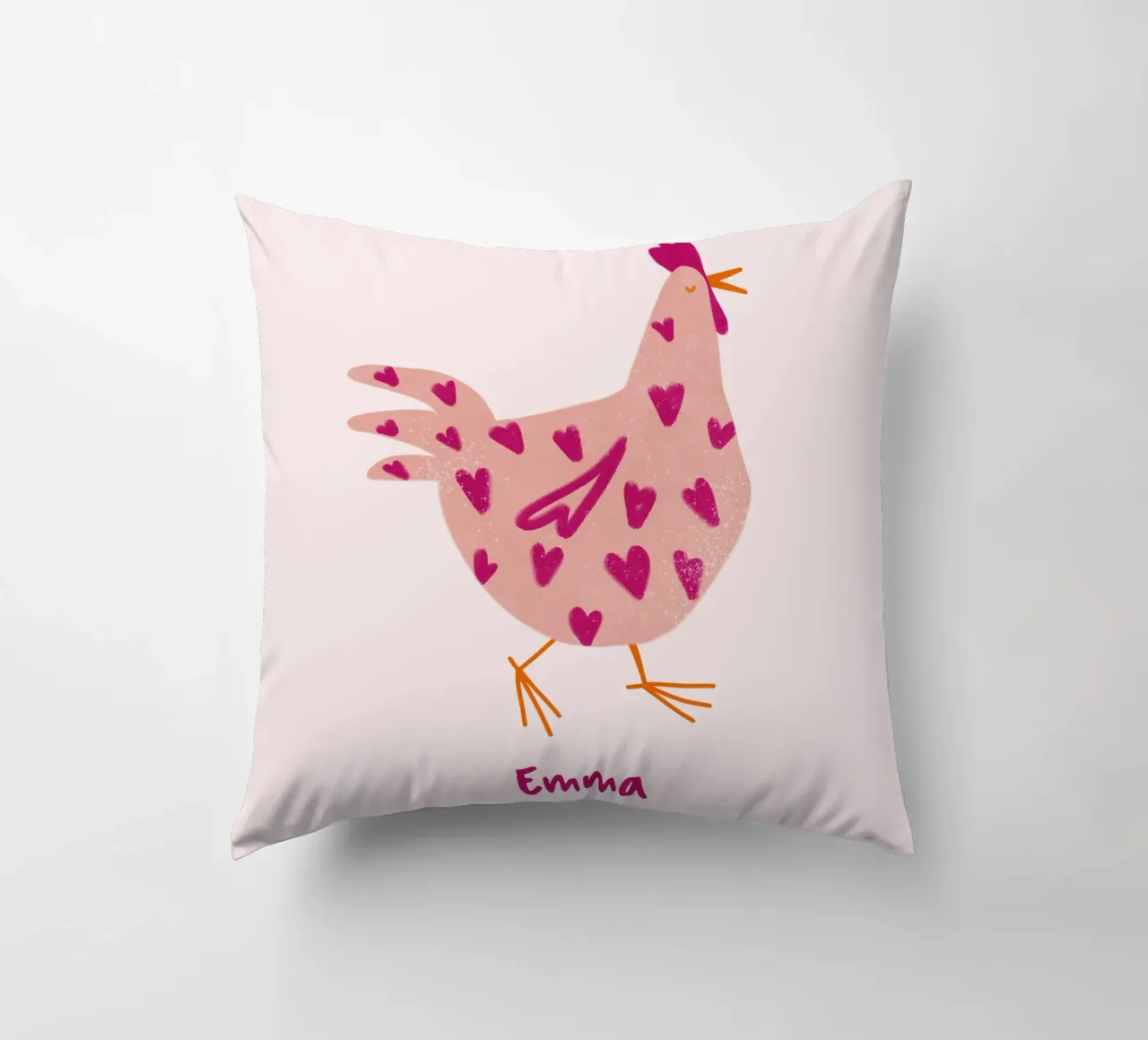 Pollo personalizzabile con cuori cuscino da Illustration Raissa Oltmanns