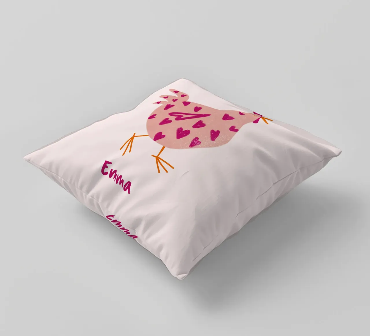 Pollo personalizzabile con cuori cuscino da Illustration Raissa Oltmanns