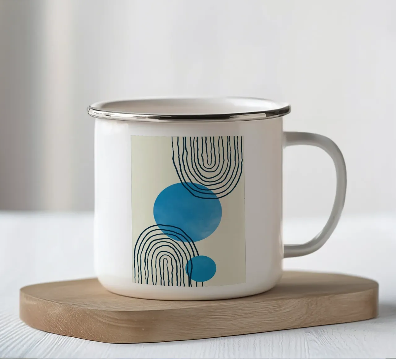 Line art geometriche tazza in smalto da helloworld