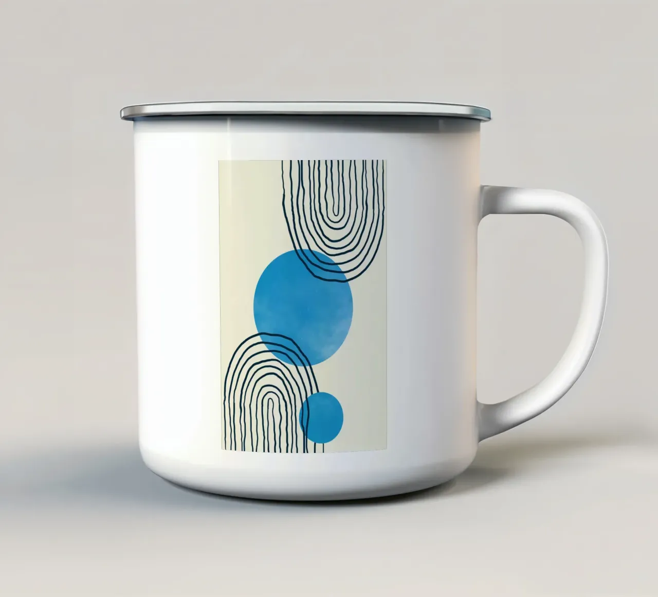 Line art geometriche tazza in smalto da helloworld