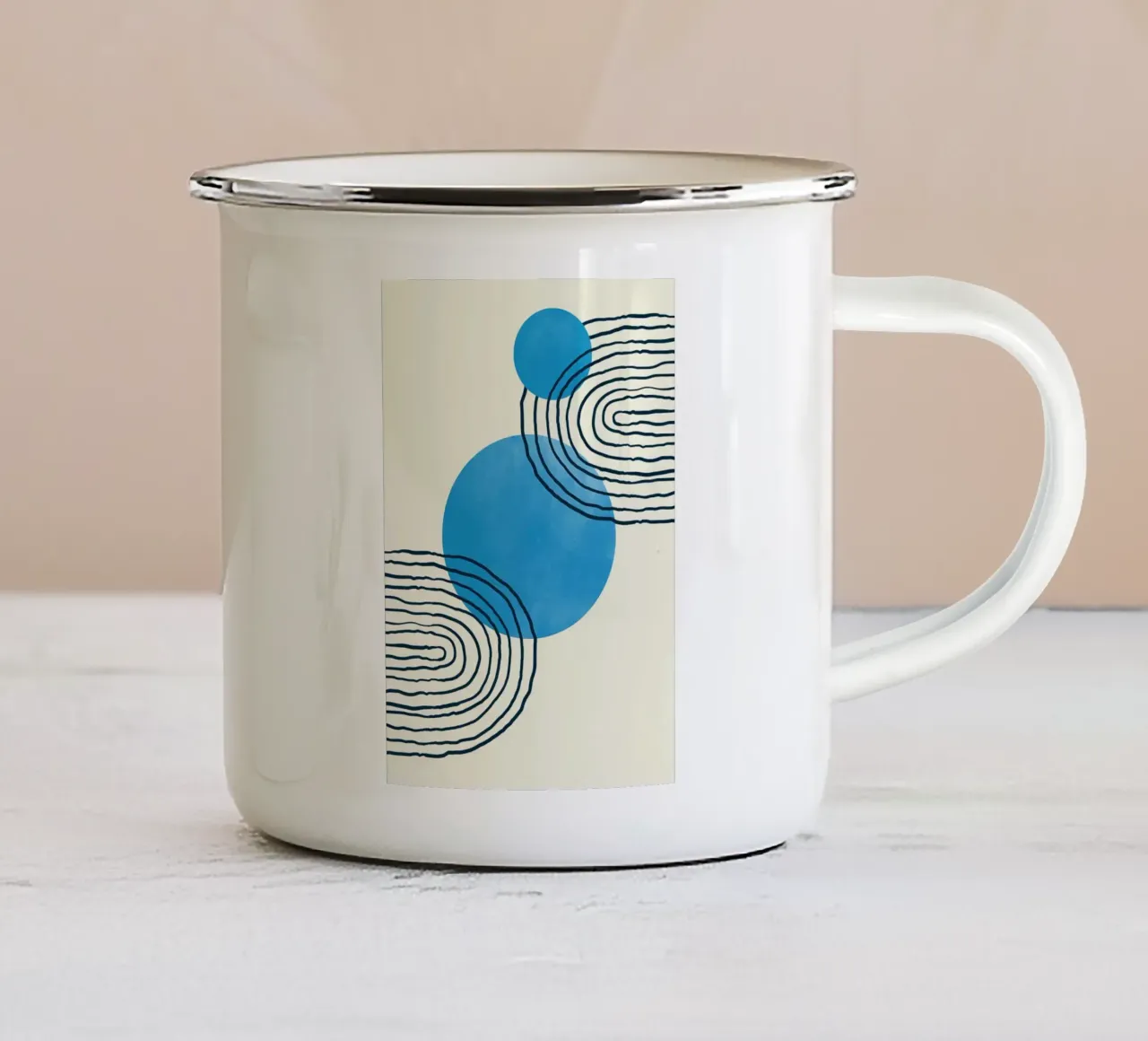 Line art geometriche tazza in smalto da helloworld