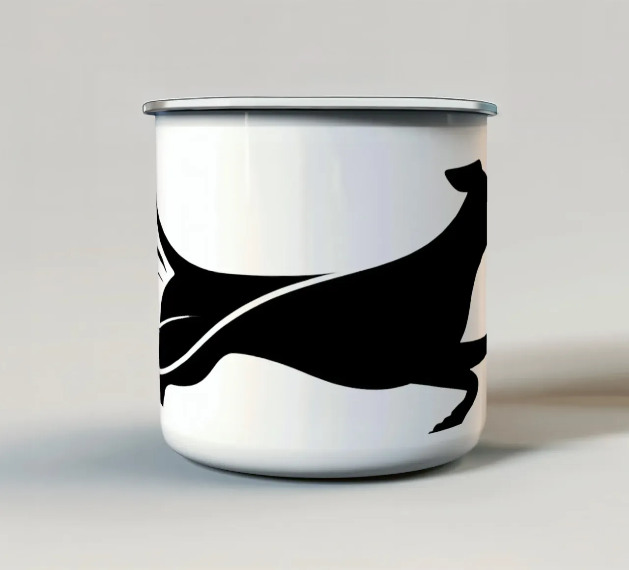 Sagoma di cane nero in corsa tazza in smalto da DesignDoodle