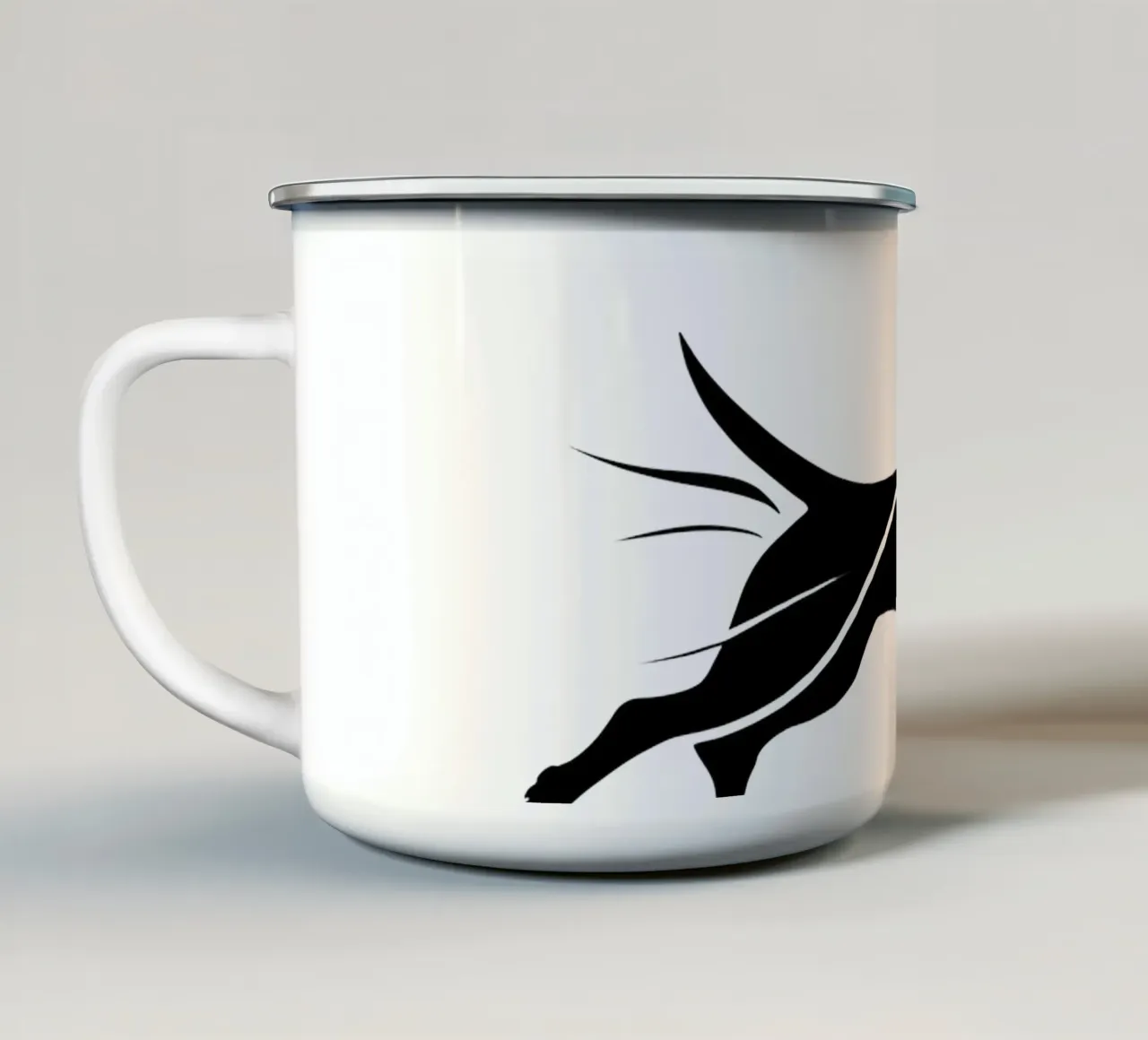 Sagoma di cane nero in corsa tazza in smalto da DesignDoodle