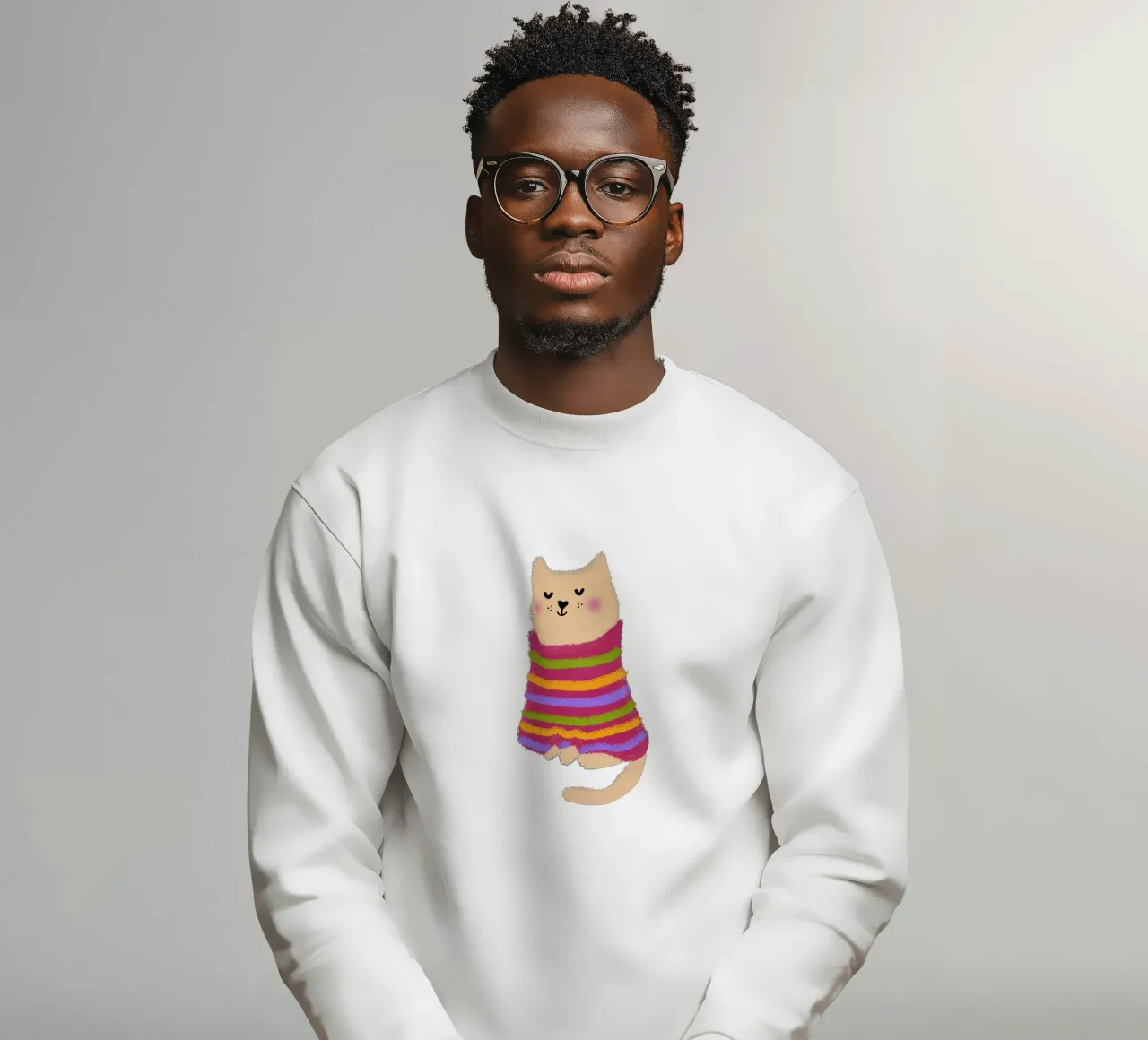 Gatto con maglione a righe felpa da Illustration Raissa Oltmanns