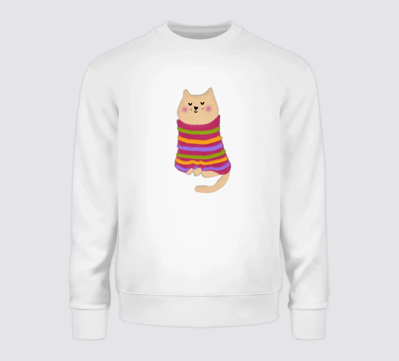 Katze im gestreiften Pullover Sweatshirt von Illustration Raissa Oltmanns