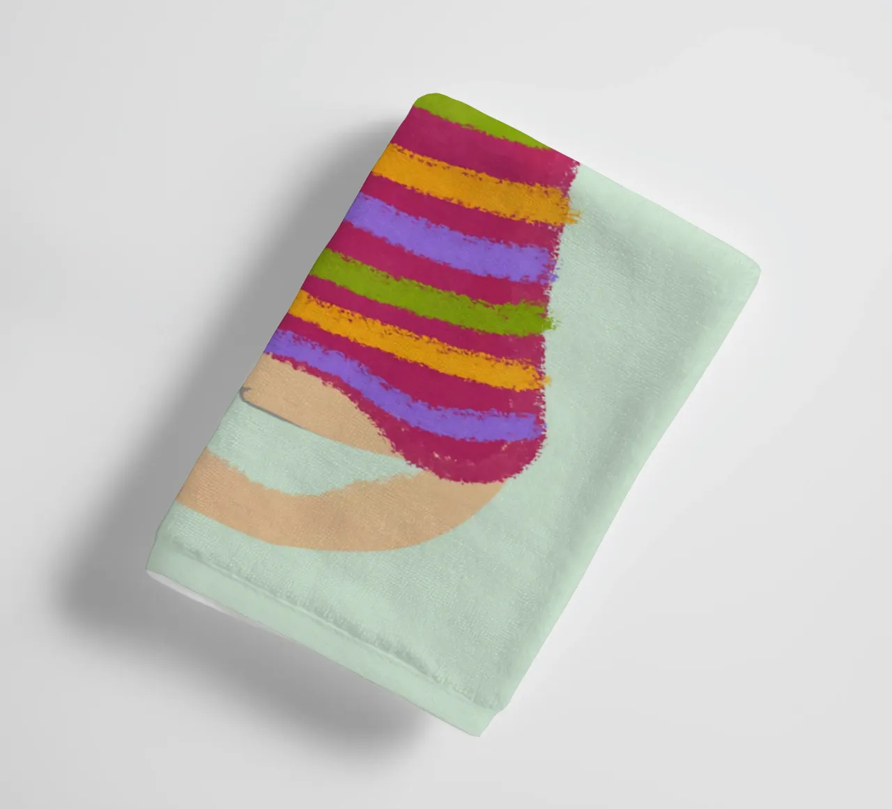 Gatto con maglione a righe asciugamano da bagno da Illustration Raissa Oltmanns