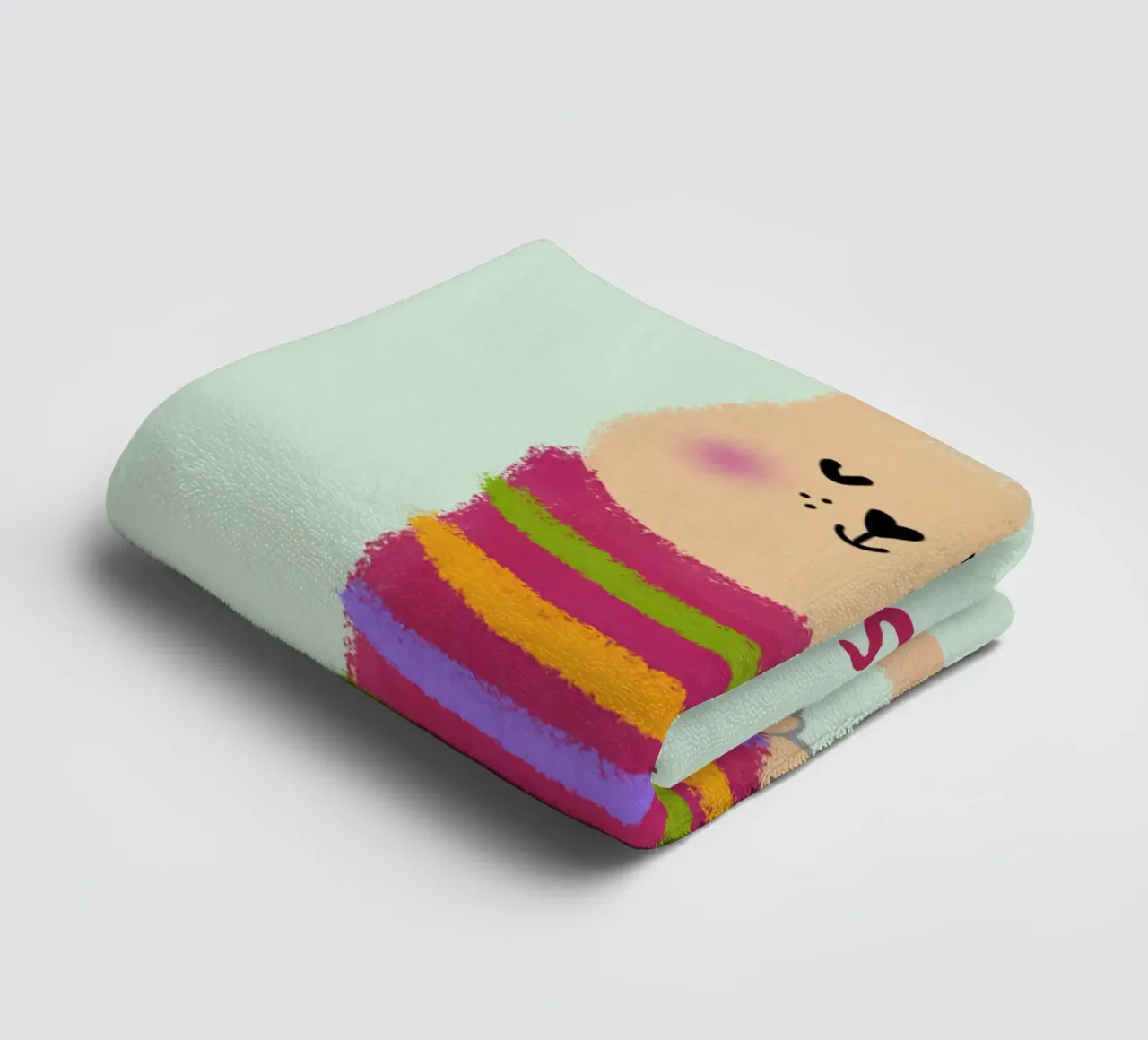 Gatto con maglione a righe asciugamano da bagno da Illustration Raissa Oltmanns