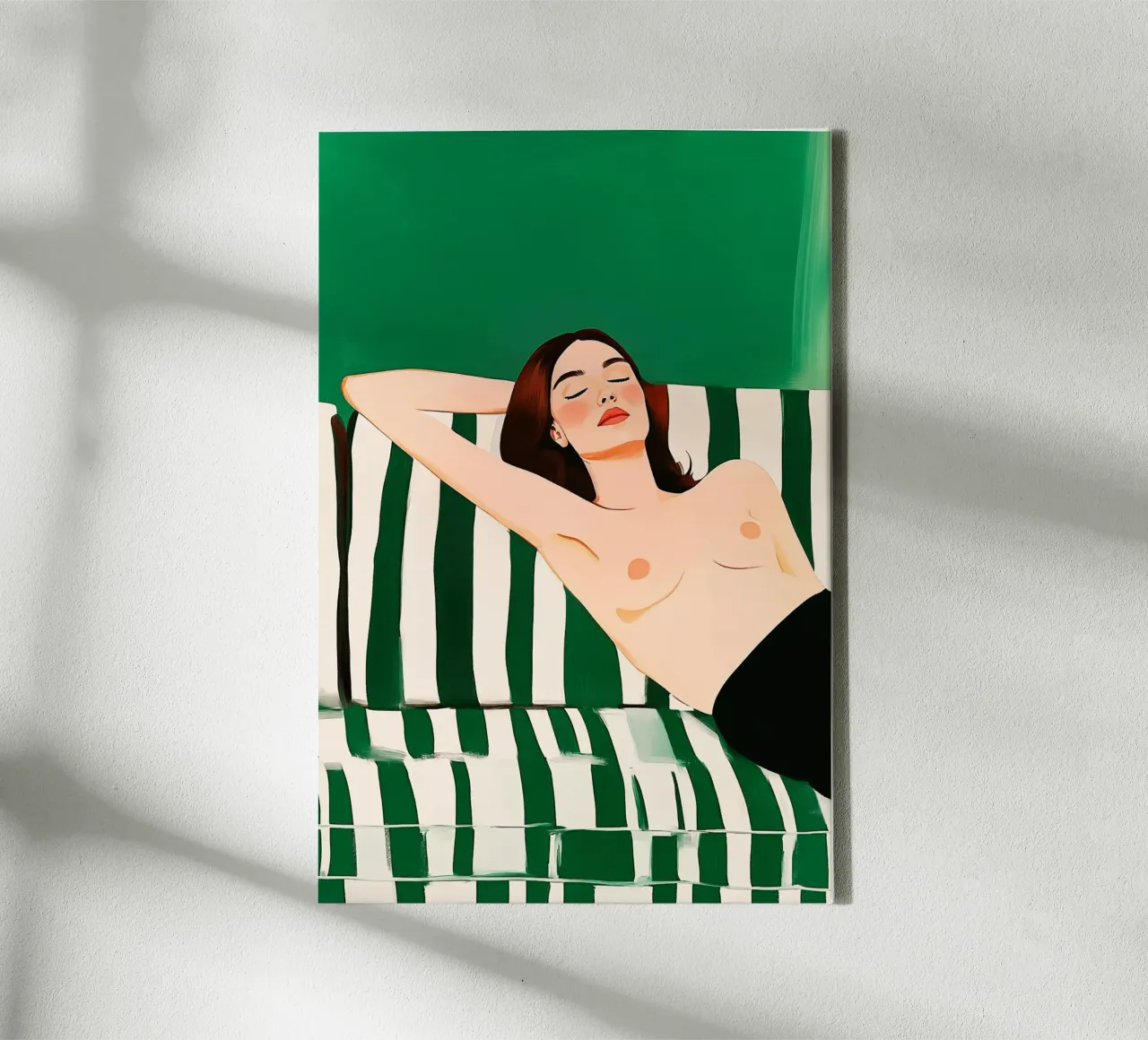 Nudo nel verde | Giovane donna quasi nuda tela con Cornice a cassetta da Autofocus