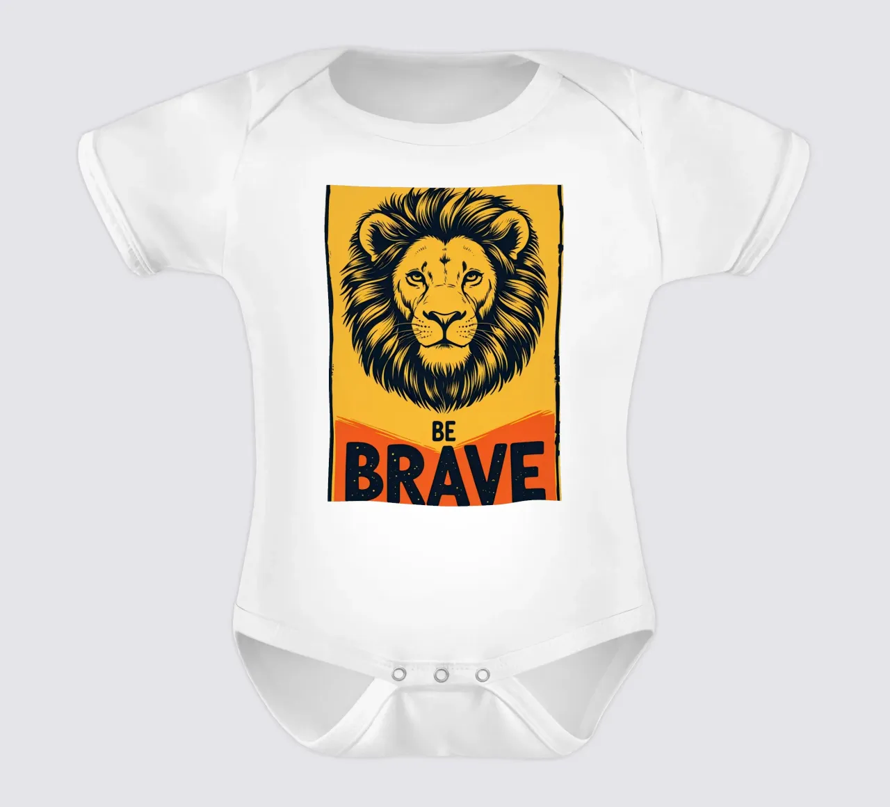 Leeuwenkop met BE BRAVE babyrompertje korte mouwen van DesignDoodle