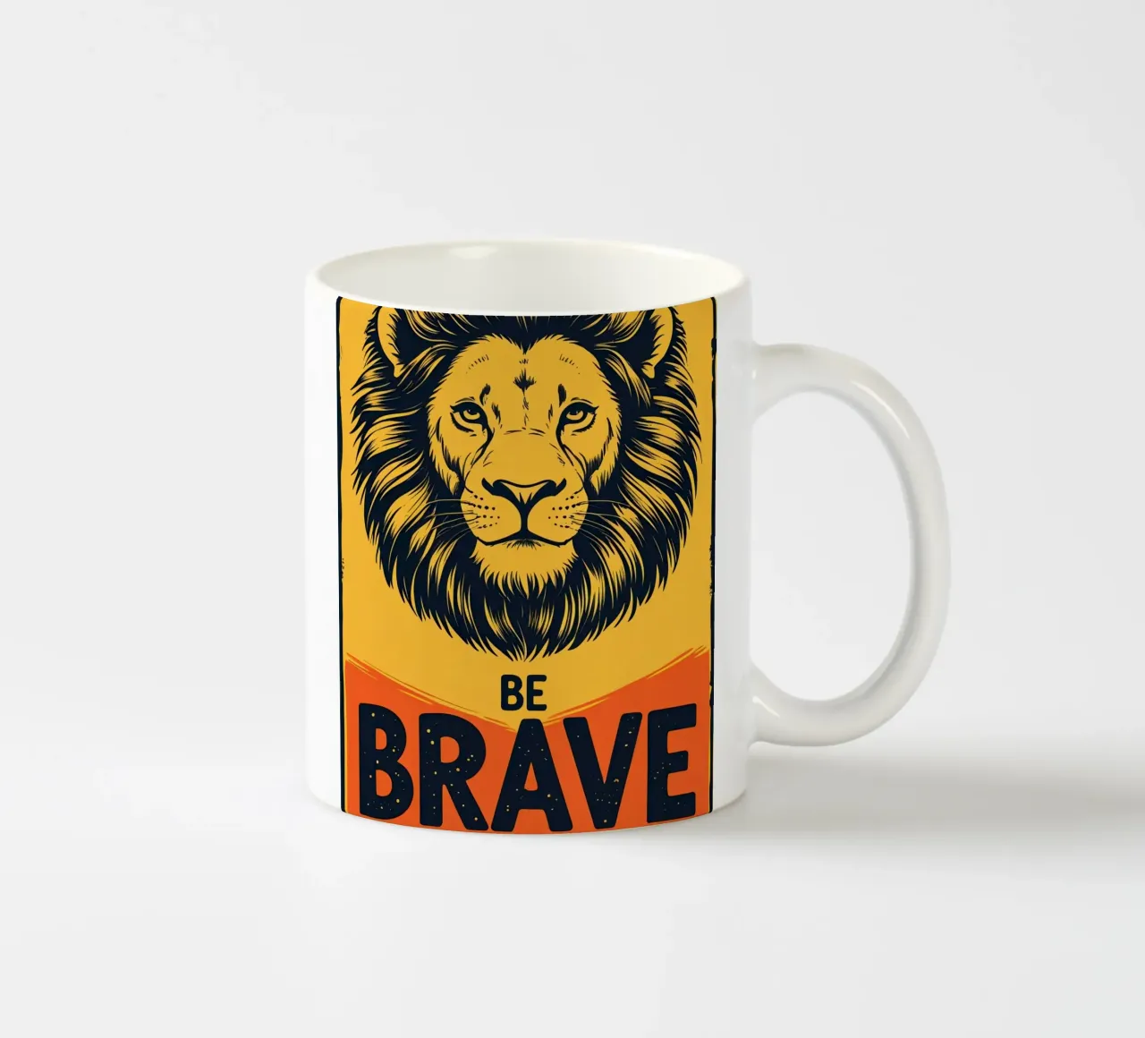 Leeuwenkop met BE BRAVE keramische mok van DesignDoodle