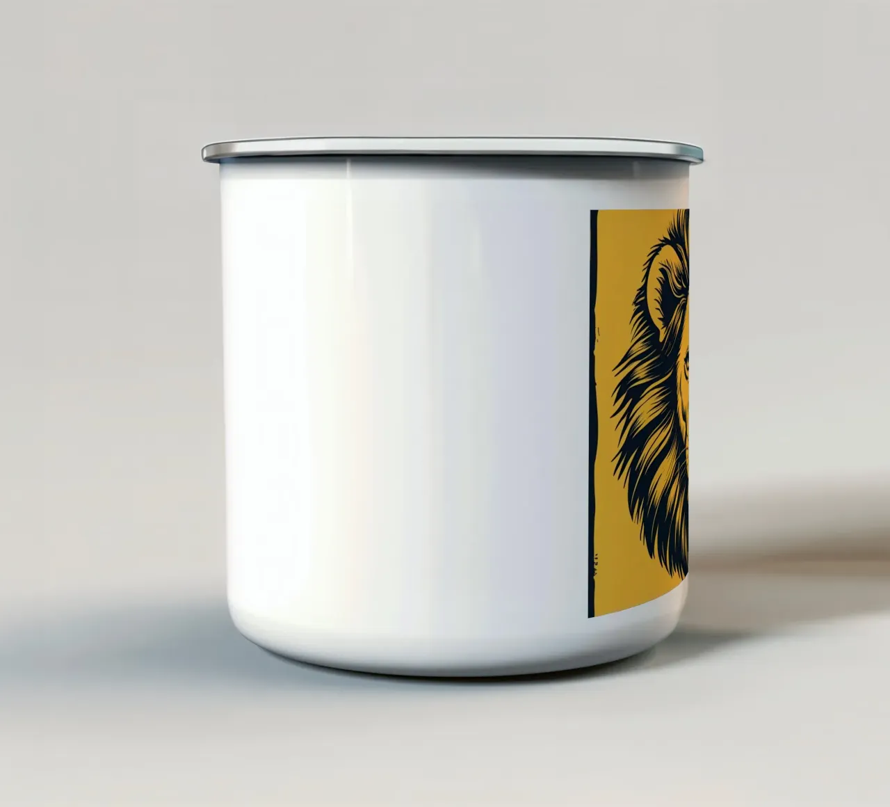 Leeuwenkop met BE BRAVE emaille mok van DesignDoodle