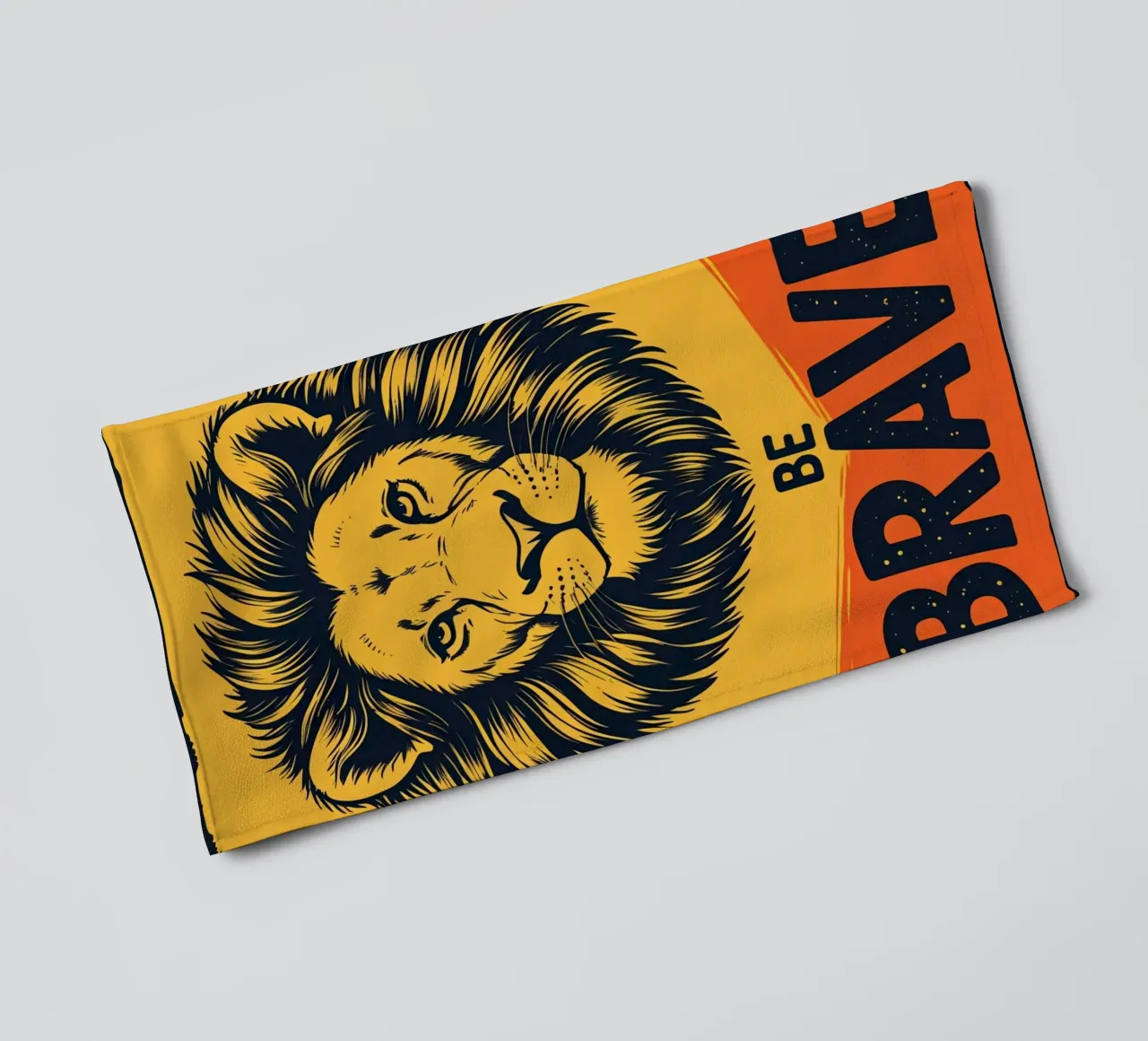 Leeuwenkop met BE BRAVE badhanddoek van DesignDoodle