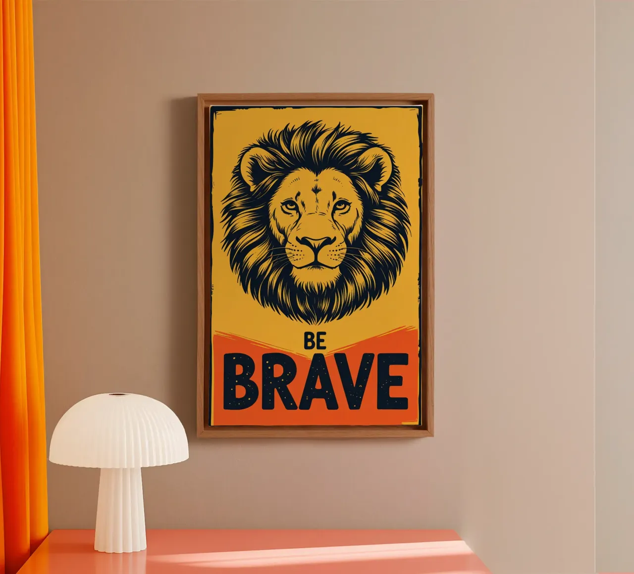 Leeuwenkop met BE BRAVE canvas van DesignDoodle