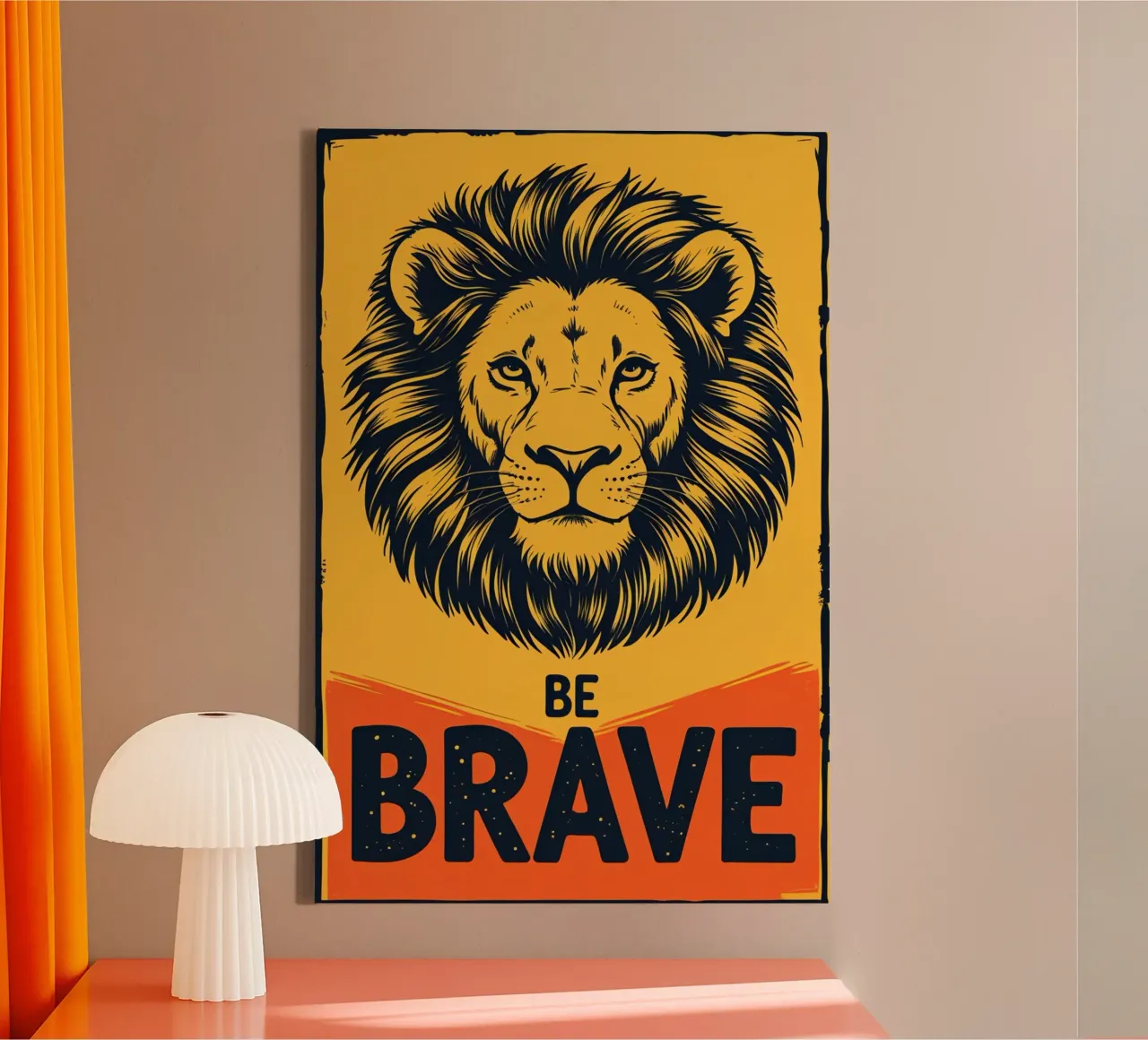 Leeuwenkop met BE BRAVE canvas van DesignDoodle