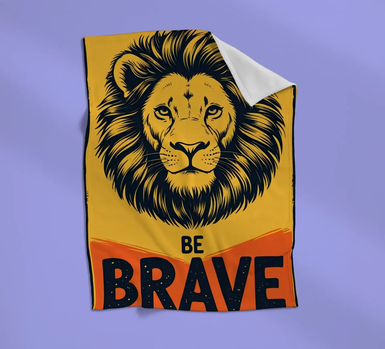 Leeuwenkop met BE BRAVE fleecedeken van DesignDoodle
