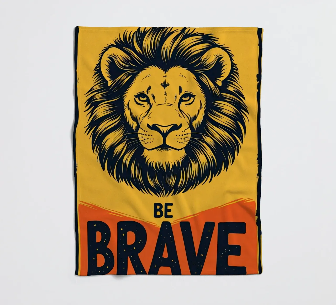 Leeuwenkop met BE BRAVE fleecedeken van DesignDoodle