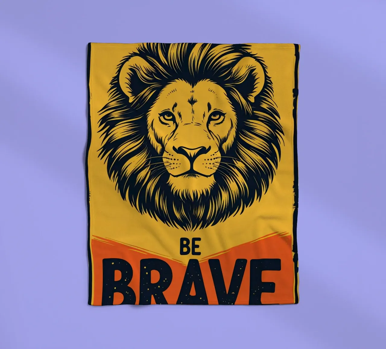 Leeuwenkop met BE BRAVE fleecedeken van DesignDoodle