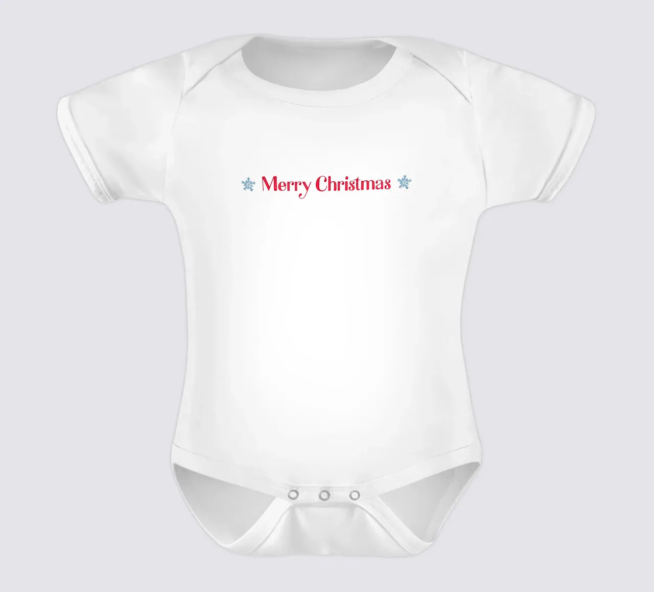 Merry Christmas. Hand Lettering in Red with Two Snowflakes body neonato maniche corte da CalliLetters2