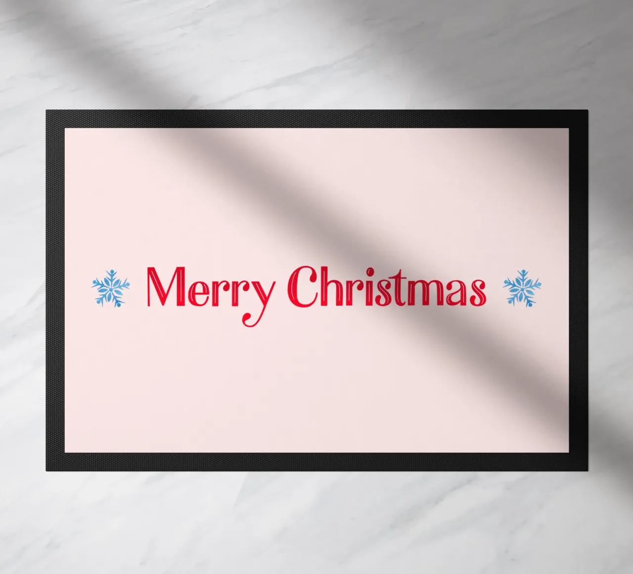 Merry Christmas. Hand Lettering in Red with Two Snowflakes zerbino da CalliLetters2