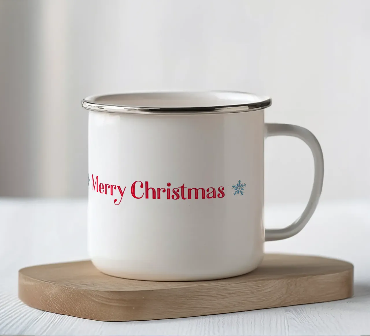 Merry Christmas. Hand Lettering in Red with Two Snowflakes tazza in smalto da CalliLetters2