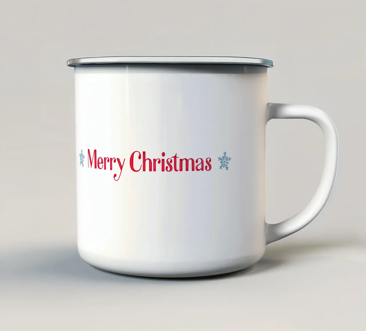 Merry Christmas. Hand Lettering in Red with Two Snowflakes tazza in smalto da CalliLetters2