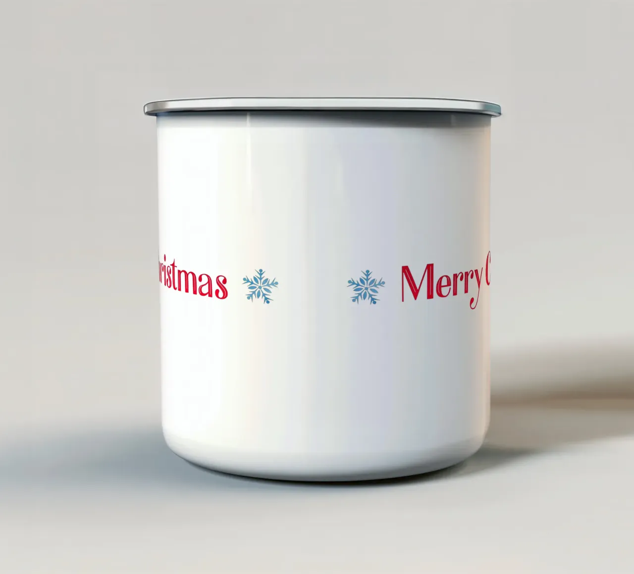 Merry Christmas. Hand Lettering in Red with Two Snowflakes tazza in smalto da CalliLetters2