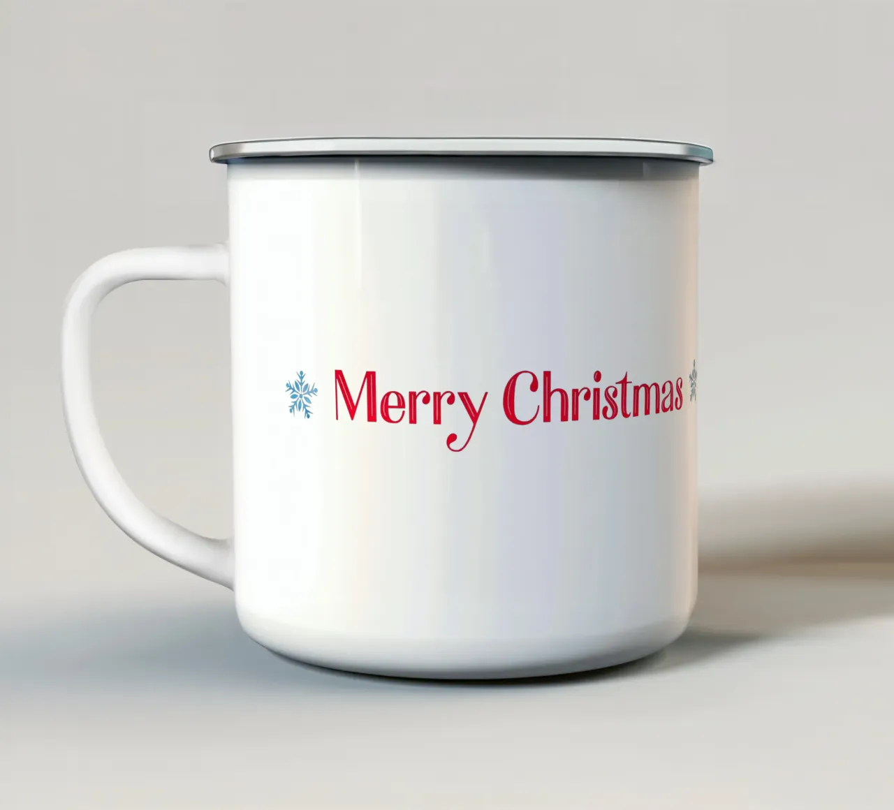 Merry Christmas. Hand Lettering in Red with Two Snowflakes tazza in smalto da CalliLetters2