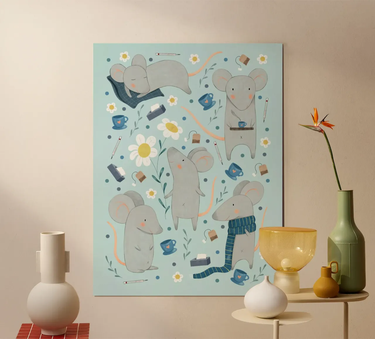 Judith Loske - Gute Besserung Mäuse poster con telaio in plastica da The Artcircle