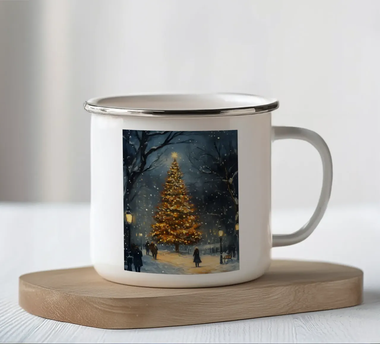 Magia del Natale nel parco - Albero di Natale luminoso tazza in smalto da Christmas Vibes 2025