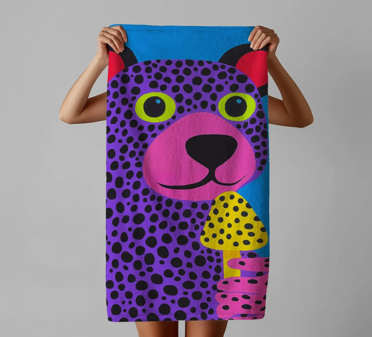 Psychedelic polar bear | Inspired by Kusama's dot patterns towel by Autofocus