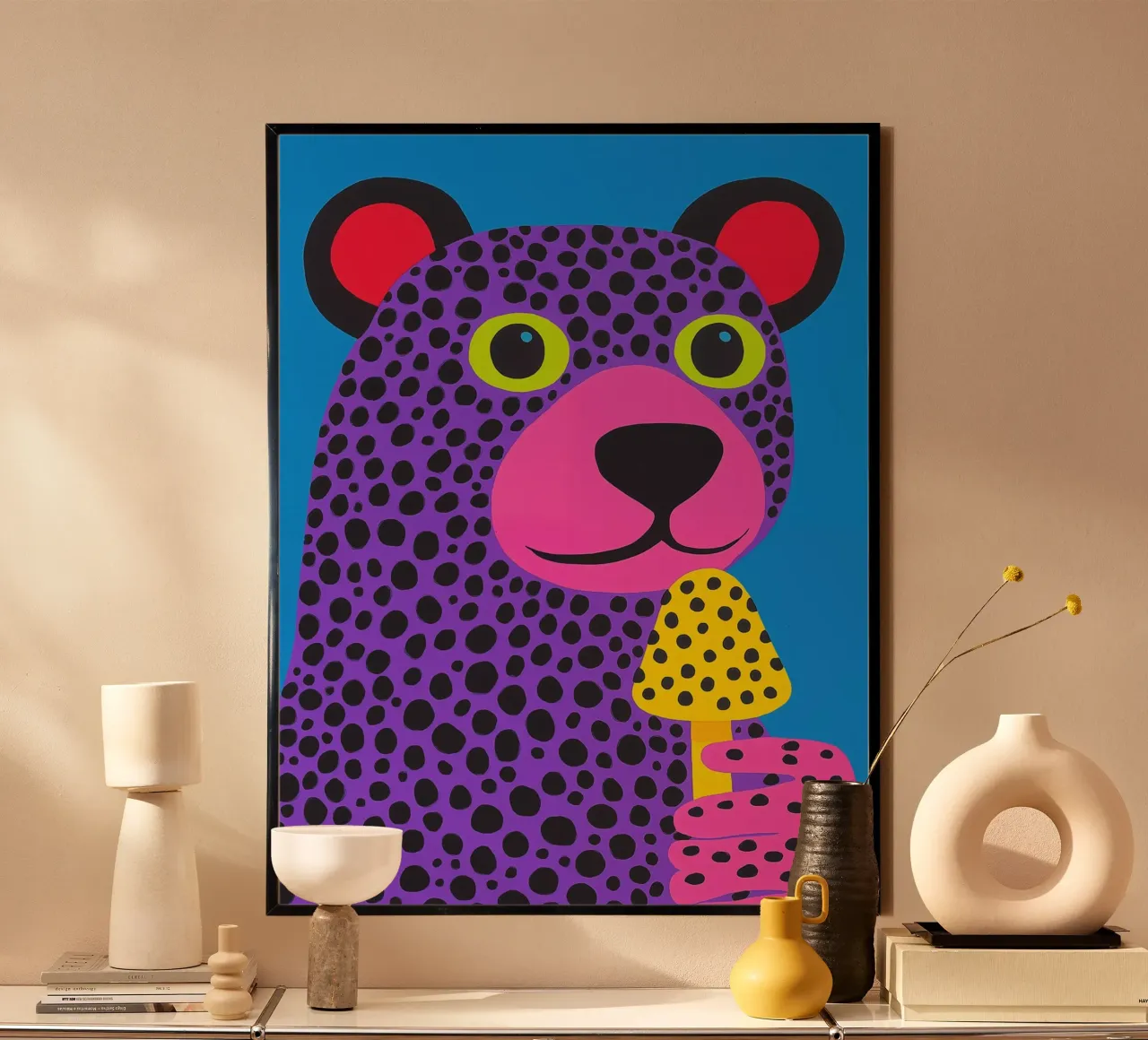 Psychedelic polar bear | Inspired by Kusama's dot patterns poster by Autofocus