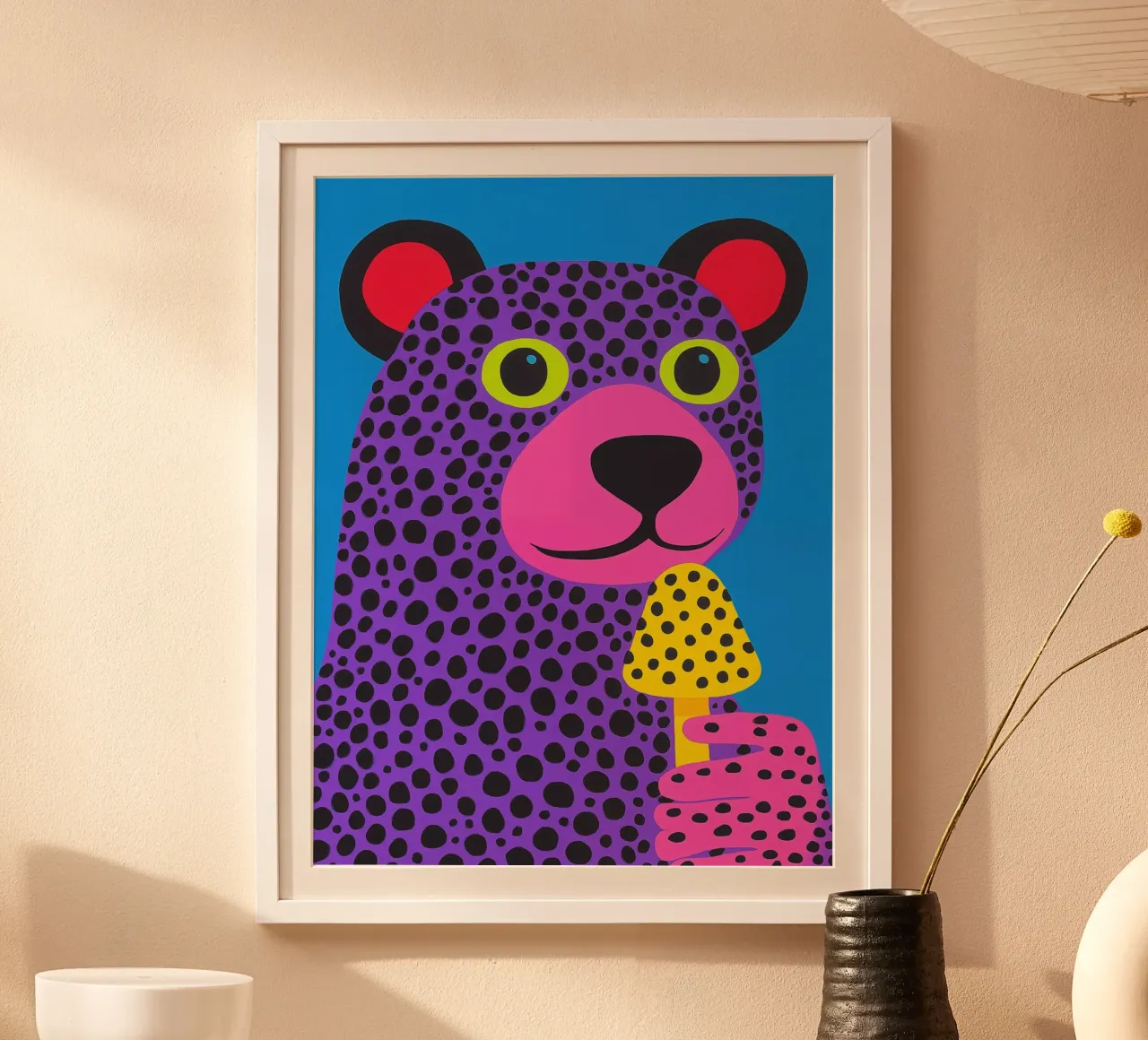 Psychedelic polar bear | Inspired by Kusama's dot patterns poster by Autofocus