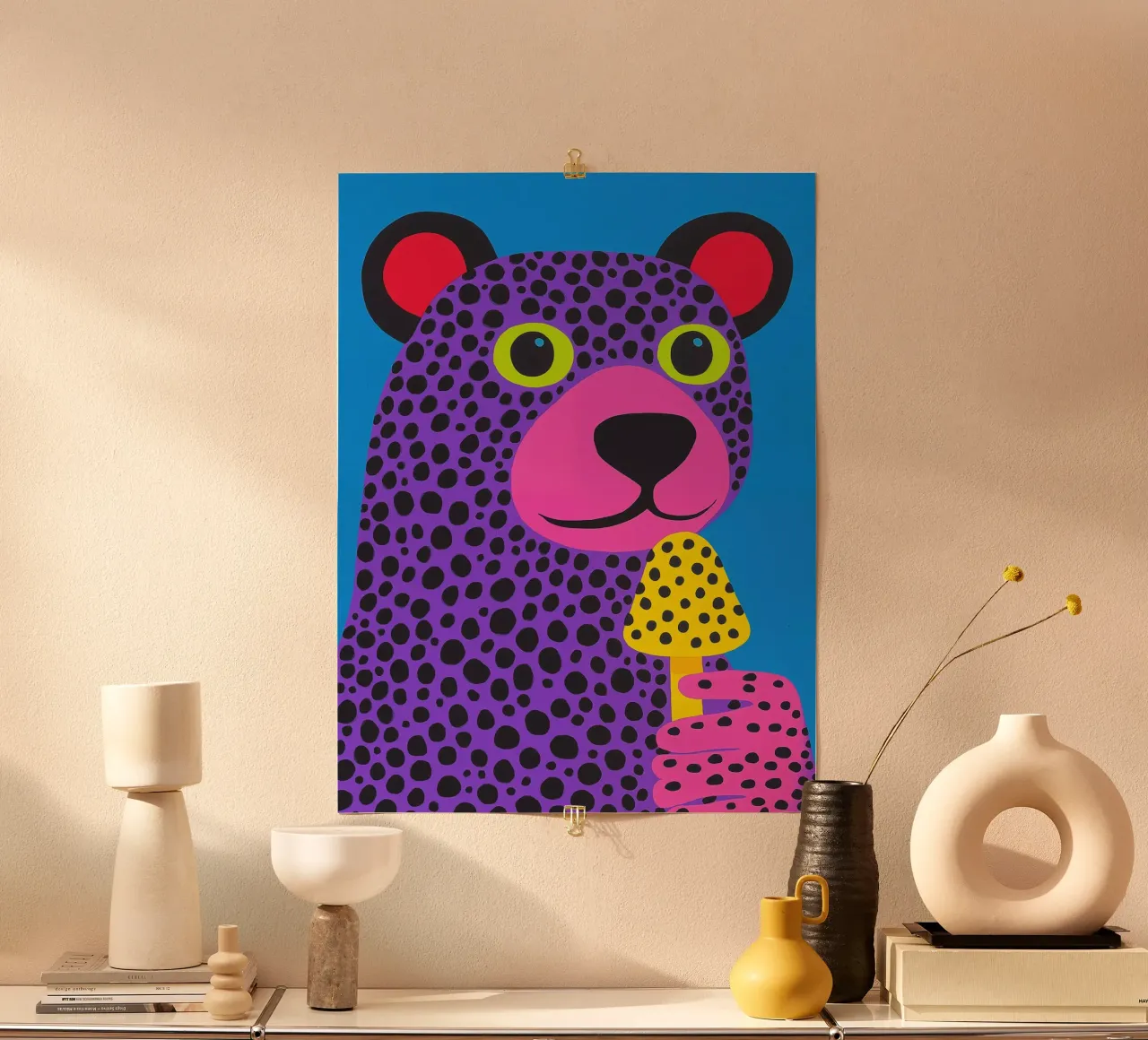 Psychedelic polar bear | Inspired by Kusama's dot patterns poster by Autofocus