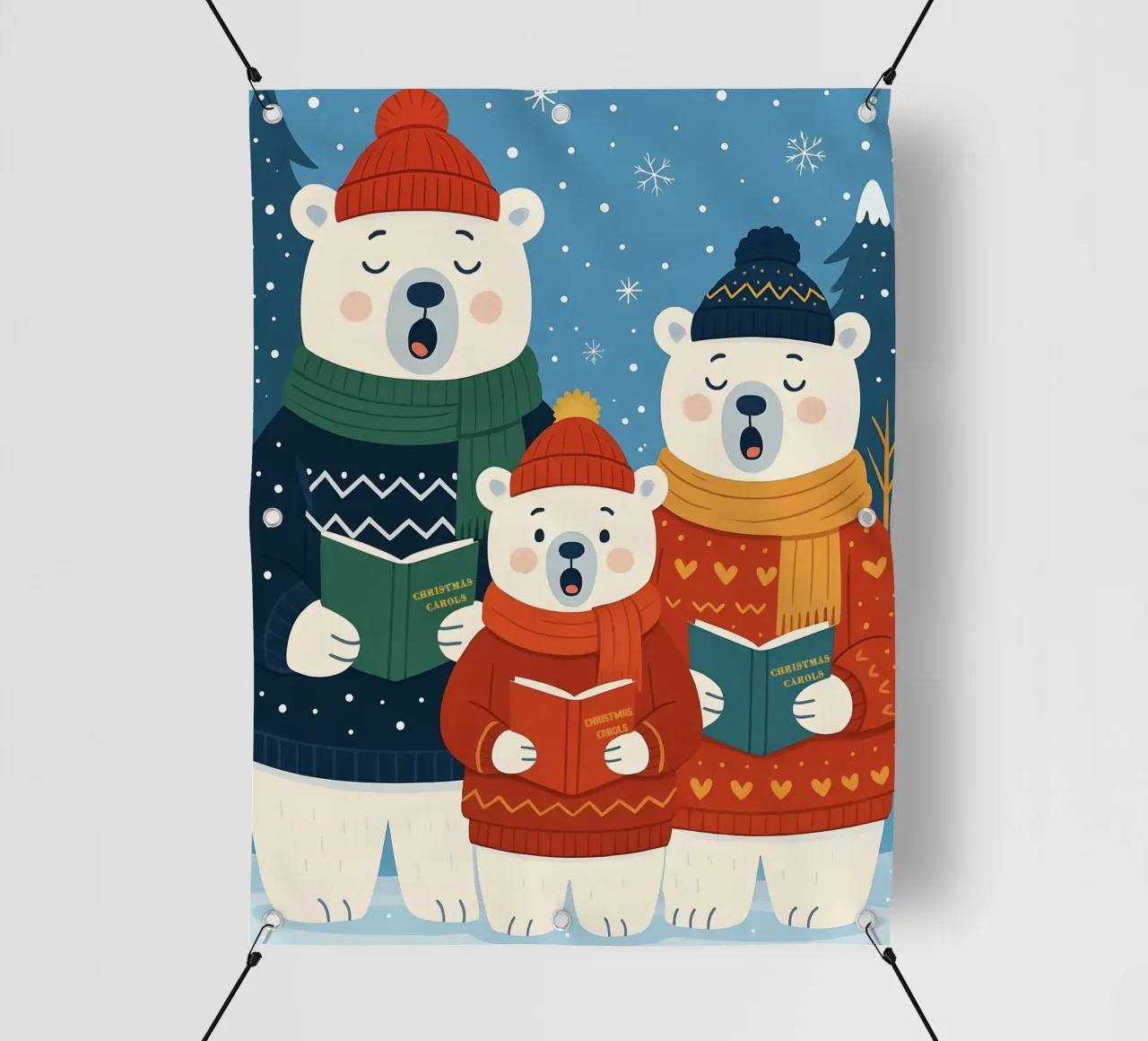 ORSI POLARI CHE CANTANO CANZONI DI NATALE telo in pvc da CHRISTMAS ART