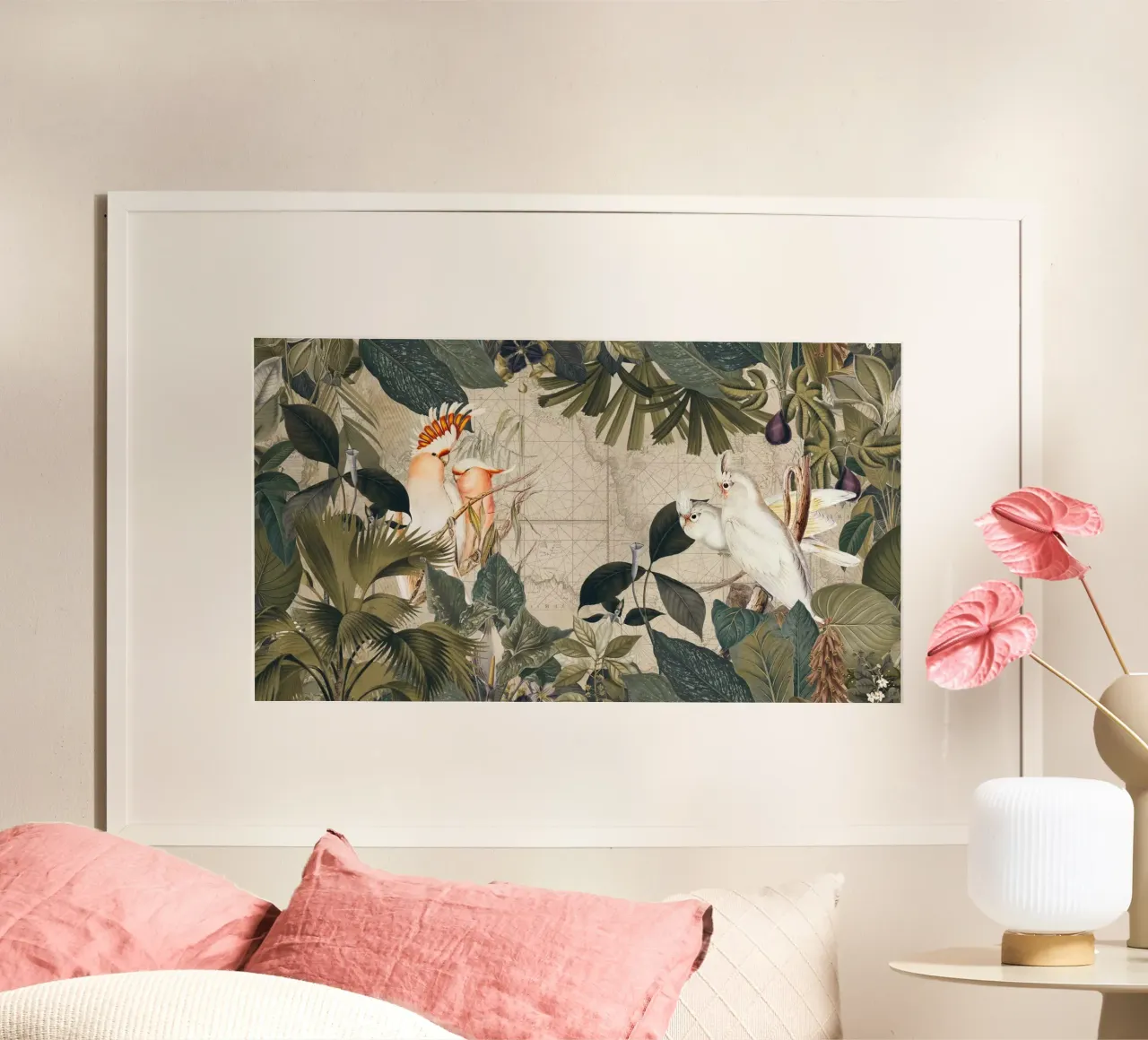 Viaggio tropicale nell'isola di Cockatoo poster con telaio in legno da Andrea Haase Vintage World