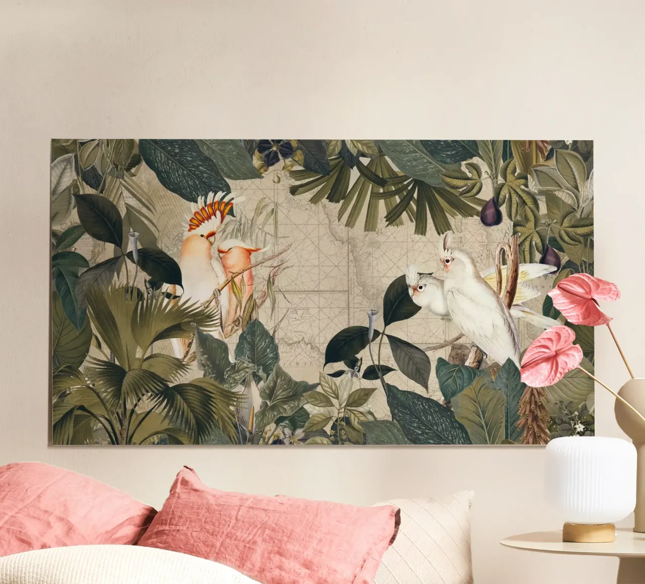 Viaggio tropicale nell'isola di Cockatoo poster con telaio in legno da Andrea Haase Vintage World