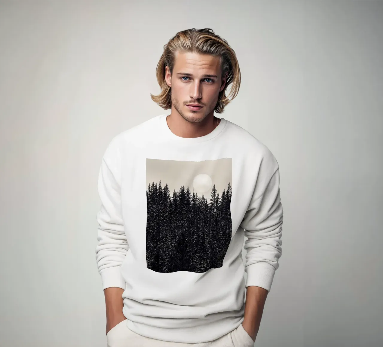 Forest with Full Moon felpa da bwphoto