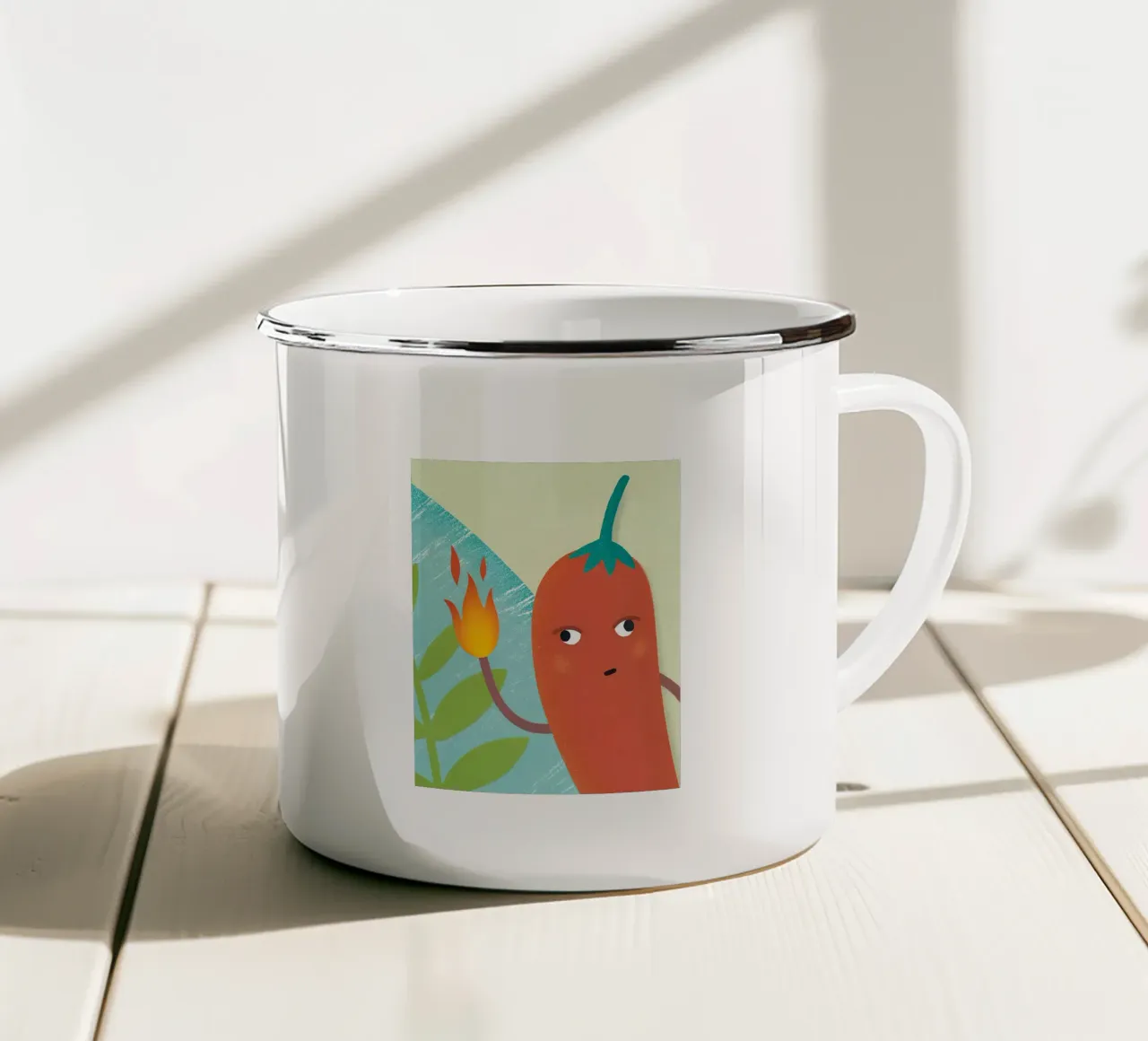 Peperoncino con mano di fuoco tazza in smalto da LOYAL SHOP
