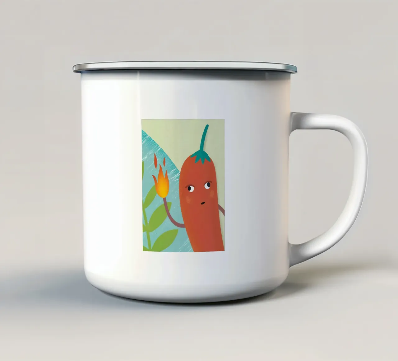 Peperoncino con mano di fuoco tazza in smalto da LOYAL SHOP