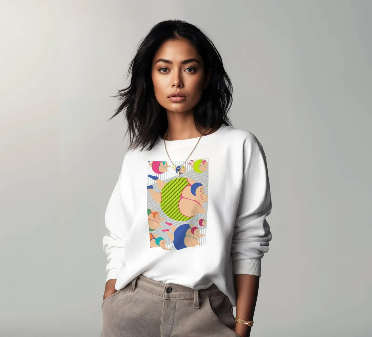 Synchronised Striped Swimmers sweatshirt van Maria Kritzas