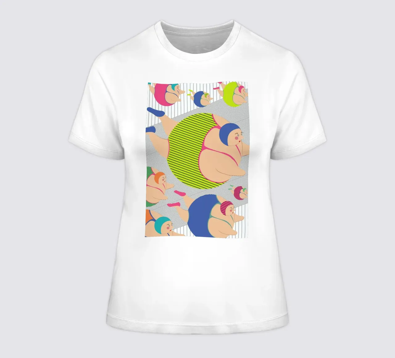 Synchronised Striped Swimmers Frauen T-Shirt von Maria Kritzas