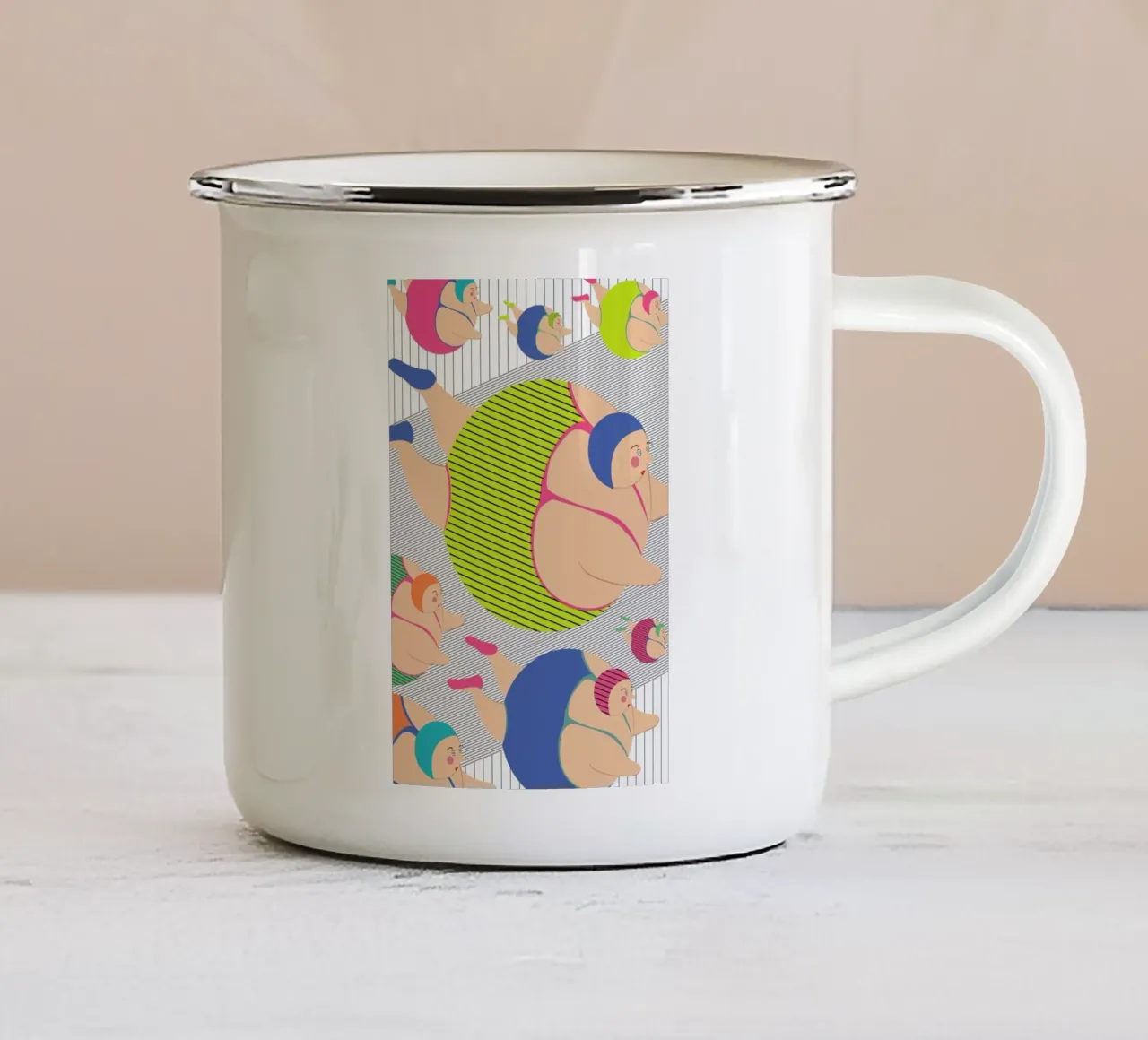 Synchronised Striped Swimmers taza de esmalte de Maria Kritzas