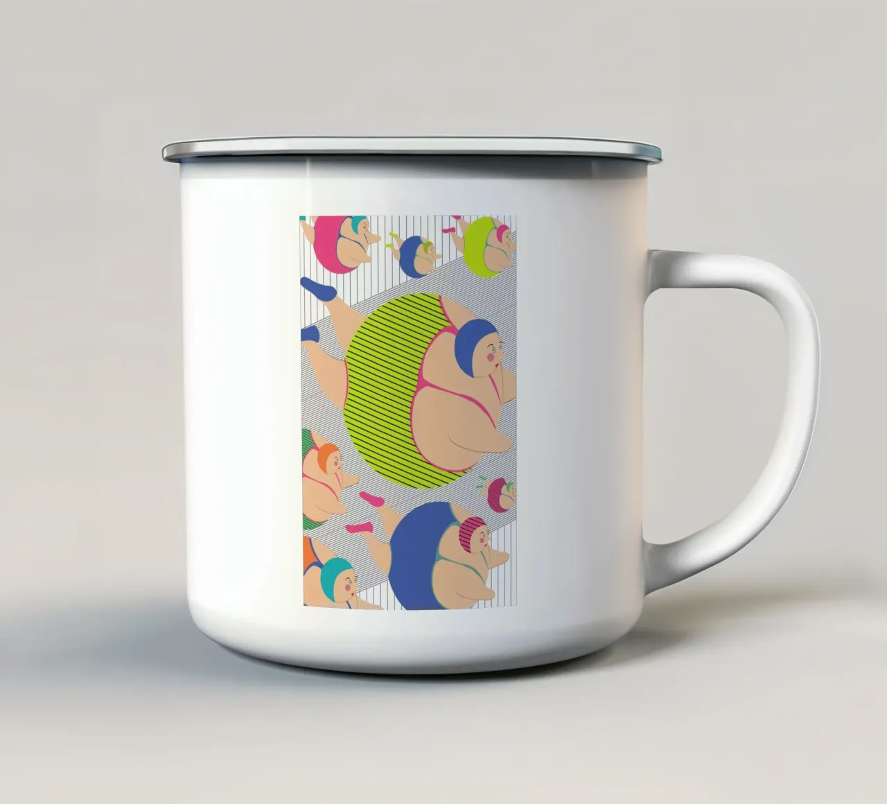 Synchronised Striped Swimmers taza de esmalte de Maria Kritzas
