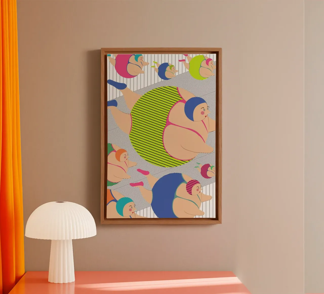 Synchronised Striped Swimmers canvas met Baklijst van Maria Kritzas